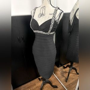 Bedazzled black evening dress